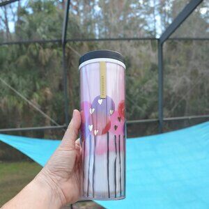 Starbucks 16 oz. Slender Thermal/Cold Cup w/lid 2013 Valentine Hearts
